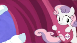 Size: 1466x819 | Tagged: safe, screencap, sweetie belle, for whom the sweetie belle toils, g4, eaten alive, female, hub logo, internal, solo, uvula, vore