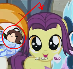 Size: 680x646 | Tagged: safe, screencap, banana peel (g4), earth pony, pony, for whom the sweetie belle toils, g4, arin hanson, egofilly, egoraptor, solo