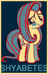 Size: 394x596 | Tagged: safe, fluttershy, g4, cute, female, gif, hope poster, meme, non-animated gif, shyabetes, solo