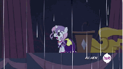 Size: 576x324 | Tagged: safe, screencap, sweetie belle, for whom the sweetie belle toils, g4, animated, barrier, dream sequence, female, force field, hub logo, hubble, lightning, rain, shield, solo, the hub
