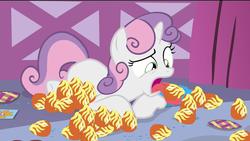 Size: 1280x720 | Tagged: safe, sweetie belle, for whom the sweetie belle toils, g4, egg, female, phoenix egg, solo