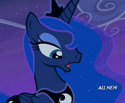 Size: 500x411 | Tagged: safe, screencap, princess luna, sweetie belle, pony, for whom the sweetie belle toils, g4, animated, female