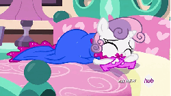 Size: 576x324 | Tagged: safe, screencap, sweetie belle, pony, for whom the sweetie belle toils, g4, 5-year-old, 5-year-old sweetie belle, animated, clothes, crying, cute, diasweetes, dress, female, high heels, hub logo, hubble, lipstick, messy, sad, shoes, solo, the hub