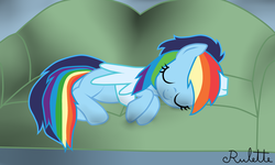 Size: 2500x1500 | Tagged: safe, artist:rulette, rainbow dash, soarin', g4, female, male, ship:soarindash, shipping, sleeping, straight