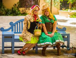 Size: 2048x1558 | Tagged: safe, artist:noflutter, applejack, granny smith, human, g4, cosplay, irl, irl human, photo