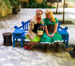 Size: 1481x1312 | Tagged: safe, artist:noflutter, applejack, granny smith, human, g4, cosplay, irl, irl human, photo