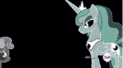 Size: 576x324 | Tagged: safe, screencap, princess luna, sweetie belle, for whom the sweetie belle toils, g4, animated, dream walker luna, female, hub logo, hubble, inverted colors, the hub