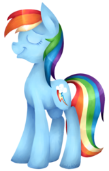 Size: 577x902 | Tagged: safe, artist:vantardise, rainbow dash, earth pony, pony, g4, earth pony rainbow dash, eyes closed, female, mare, race swap, simple background, smiling, solo, transparent background