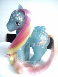 Size: 800x1067 | Tagged: safe, artist:snuzzle, starglow, pegasus, pony, g1, blushing, glow 'n show ponies, irl, photo, solo, toy