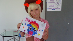 Size: 3072x1728 | Tagged: artist needed, safe, applejack, rainbow dash, human, g4, cosplay, irl, irl human, photo, solo, tracon tampere