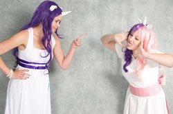 Size: 900x598 | Tagged: safe, artist:kittytheshegeek, rarity, sweetie belle, human, g4, cosplay, irl, irl human, photo