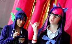 Size: 900x551 | Tagged: safe, artist:mickeydoo13, spike, twilight sparkle, human, g4, cosplay, irl, irl human, photo