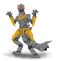 Size: 883x905 | Tagged: safe, artist:sethhm, g4, barely pony related, crossover, g4 style, godzilla (series), mechagodzilla, royal armor, solo