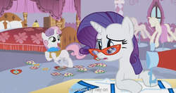 Size: 1439x761 | Tagged: safe, screencap, rarity, sweetie belle, for whom the sweetie belle toils, g4, meme, youtube caption