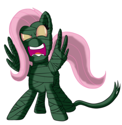 Size: 800x817 | Tagged: safe, artist:infernaldalek, fluttershy, pegasus, pony, g4, amumu, crossover, female, flutterrage, league of legends, mummy, solo