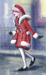 Size: 920x1500 | Tagged: safe, artist:king-kakapo, oc, oc only, oc:velvet, human, clothes, humanized, snow, snowfall, solo