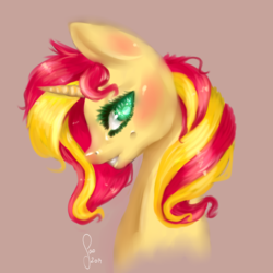 Size: 2000x2000 | Tagged: safe, artist:saoiirse, sunset shimmer, pony, unicorn, g4, female, high res, portrait, solo