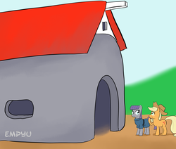 Size: 1000x849 | Tagged: safe, artist:empyu, applejack, maud pie, earth pony, pony, g4, maud pie (episode), my little pony: friendship is magic, barn, duo