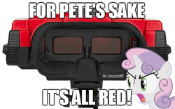 Size: 956x594 | Tagged: safe, sweetie belle, for whom the sweetie belle toils, g4, my little pony: friendship is magic, image macro, meme, virtual boy