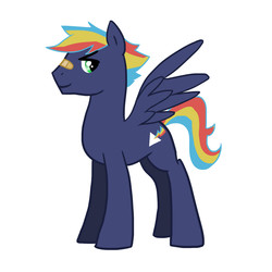 Size: 3000x3000 | Tagged: safe, artist:kianamai, oc, oc only, oc:prism bolt, pegasus, pony, kilalaverse, bandaid, bandaid on nose, high res, male, next generation, offspring, parent:rainbow dash, parent:soarin', parents:soarindash, simple background, solo, stallion, white background