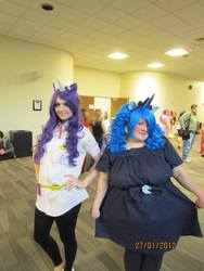 Size: 720x960 | Tagged: safe, artist:amachun, princess luna, rarity, human, g4, cosplay, irl, irl human, photo