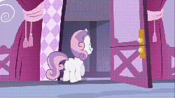 Size: 700x394 | Tagged: safe, edit, edited screencap, screencap, rarity, sweetie belle, for whom the sweetie belle toils, g4, animated, door, female, winnebago man