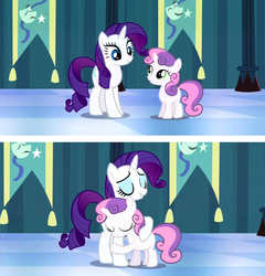 Size: 1276x1328 | Tagged: safe, screencap, rarity, sweetie belle, for whom the sweetie belle toils, g4, hug