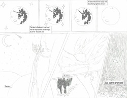 Size: 2348x1814 | Tagged: safe, artist:dreamactualizer, canterlot, comic, mare in the moon, monochrome, moon