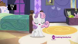 Size: 1920x1080 | Tagged: safe, screencap, sweetie belle, pony, for whom the sweetie belle toils, g4, female, hub logo, solo