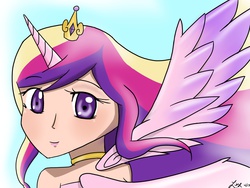 Size: 2048x1536 | Tagged: safe, artist:cresselivoir, princess cadance, human, g4, female, horn, horned humanization, humanized, solo, winged humanization