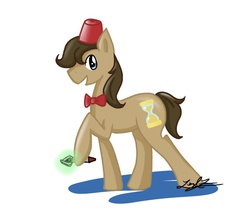 Size: 900x800 | Tagged: safe, artist:cresselivoir, doctor whooves, time turner, g4, bowtie, doctor who, eleventh doctor, fez, hat, sonic screwdriver