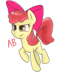 Size: 456x556 | Tagged: safe, artist:ab, apple bloom, earth pony, pony, g4, female, filly, raised hoof, simple background, solo, white background