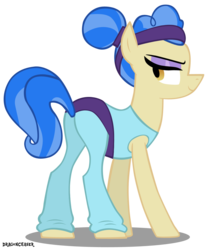 Size: 1000x1199 | Tagged: safe, artist:dragonchaser123, sapphire shores, earth pony, pony, for whom the sweetie belle toils, g4, butt, clothes, female, hair bun, implied tail hole, leotard, lidded eyes, mare, plot, simple background, solo, transparent background, vector