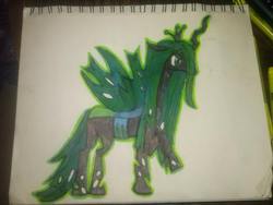 Size: 960x720 | Tagged: safe, artist:snowchrysalis, queen chrysalis, changeling, changeling queen, g4, female, solo, traditional art