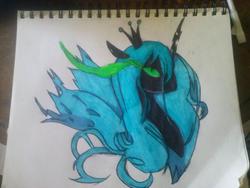 Size: 960x720 | Tagged: safe, artist:snowchrysalis, queen chrysalis, changeling, changeling queen, g4, female, solo, traditional art