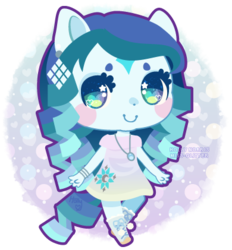 Size: 390x421 | Tagged: safe, artist:miss-glitter, oc, oc only, oc:aqua wish, equestria girls, g4, bracelet, clothes, dress, eared humanization, earring, humanized, necklace, ponied up, solo