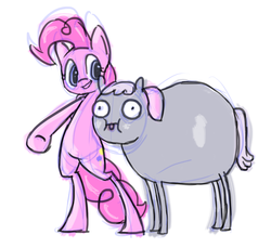 Size: 1224x1119 | Tagged: safe, artist:ehherinn, pinkie pie, g4, adventure time, crossover, ice king, male, poo brain