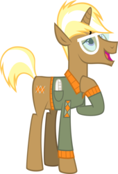 Size: 2881x4246 | Tagged: safe, artist:shnakes, trenderhoof, pony, unicorn, g4, simple ways, clothes, dreamy, glasses, hoof on chest, male, simple background, solo, stallion, sweater, talking, transparent background, vector