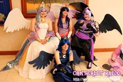 Size: 960x640 | Tagged: safe, artist:chochomaru, nightmare moon, princess celestia, princess luna, twilight sparkle, human, g4, 2013, convention, cosplay, everfree northwest, everfree northwest 2013, irl, irl human, photo, twilight sparkle (alicorn)