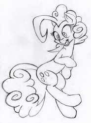 Size: 770x1038 | Tagged: safe, artist:dfectivedvice, artist:otto720, pinkie pie, g4, female, grayscale, monochrome, sketch, smiling, solo, traditional art