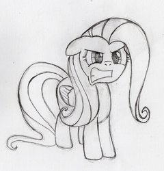 Size: 876x913 | Tagged: safe, artist:otto720, fluttershy, g4, keep calm and flutter on, female, monochrome, solo