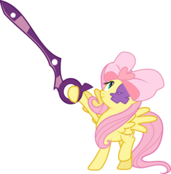 Size: 8000x8136 | Tagged: safe, artist:tehwatever, fluttershy, g4, absurd resolution, female, kill la kill, nui harime, scissor blade, simple background, solo, transparent background, vector