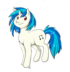 Size: 900x928 | Tagged: safe, artist:shinseikatai, dj pon-3, vinyl scratch, g4, female, solo