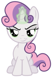 Size: 5219x7691 | Tagged: safe, artist:lahirien, sweetie belle, pony, unicorn, for whom the sweetie belle toils, g4, absurd resolution, devious, evil, female, filly, foal, glowing horn, horn, magic, simple background, solo, sweetie belle's magic brings a great big smile, transparent background, vector