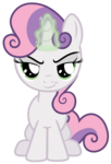 Size: 5219x7691 | Tagged: safe, artist:lahirien, sweetie belle, pony, unicorn, for whom the sweetie belle toils, absurd resolution, devious, evil, female, filly, foal, glowing horn, magic, simple background, solo, sweetie belle's magic brings a great big smile, transparent background, vector
