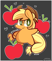 Size: 590x690 | Tagged: safe, artist:betovickers, applejack, earth pony, pony, g4, bipedal, chibi, cutie mark, female, solo, style emulation