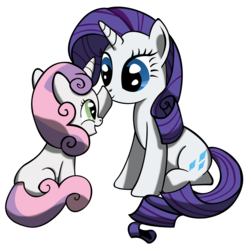 Size: 2500x2500 | Tagged: safe, artist:bigshot232, rarity, sweetie belle, pony, g4, boop, happy, high res, sisters, sitting, smiling