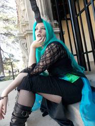 Size: 1536x2048 | Tagged: safe, artist:hikaxxxzuko, queen chrysalis, human, g4, cosplay, irl, irl human, photo, sitting, solo