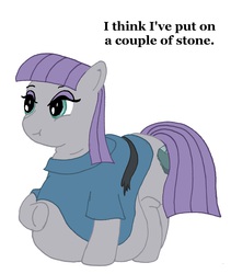 Size: 1748x2076 | Tagged: safe, artist:fatponysketches, maud pie, earth pony, pony, g4, belt, fat, female, obese, pun, solo