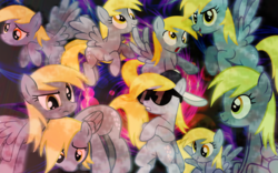 Size: 1680x1050 | Tagged: artist needed, source needed, safe, derpy hooves, pegasus, pony, g4, female, mare, scrunchy face, sunglasses, wallpaper